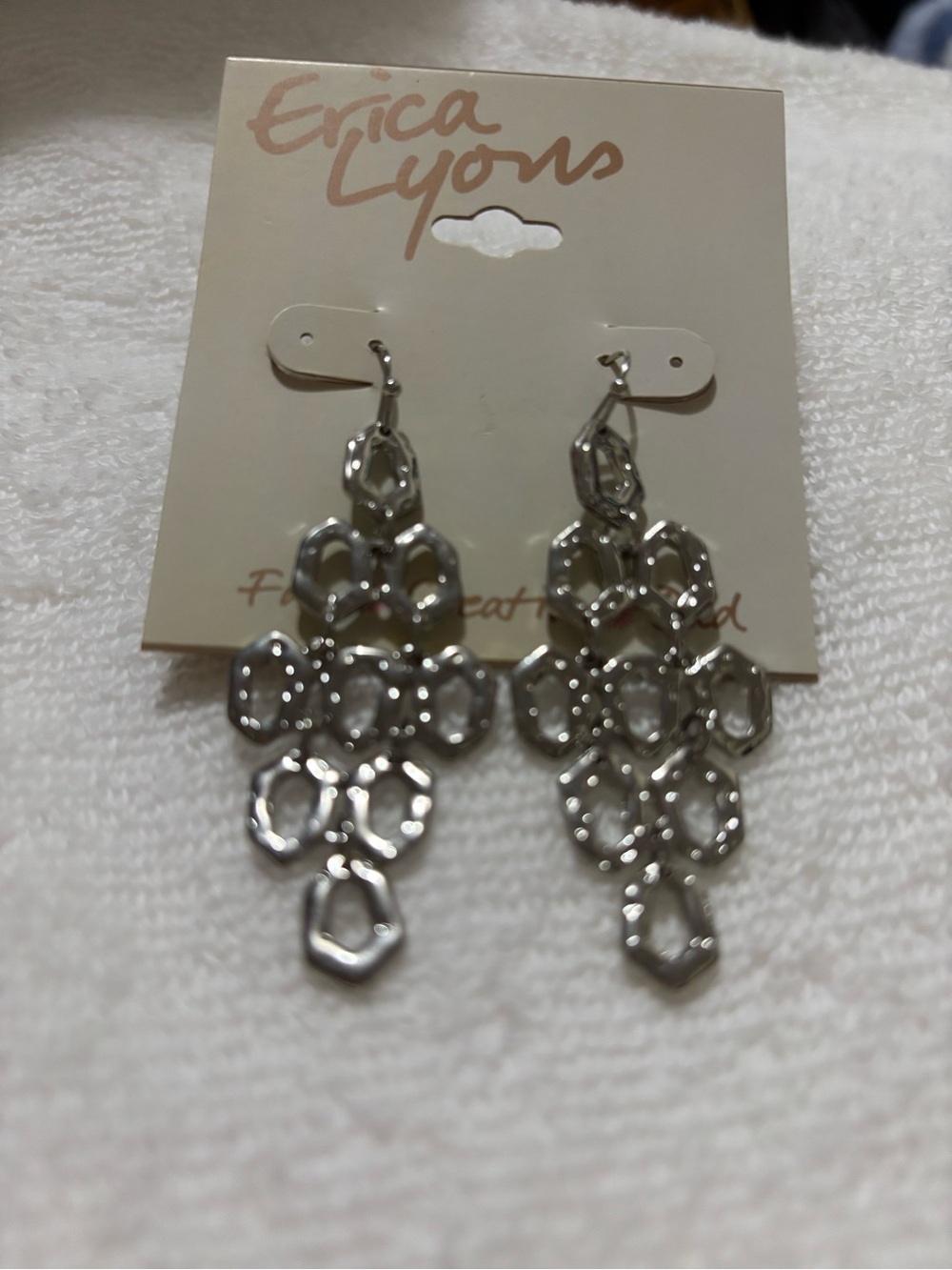 NWT Erica Lyons Stylish Silver-Tone Dangle Earrings